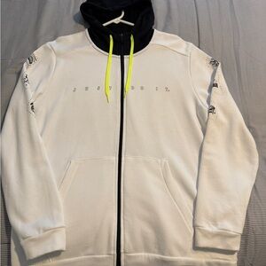 Nike White and Black Full Zip Hoodie